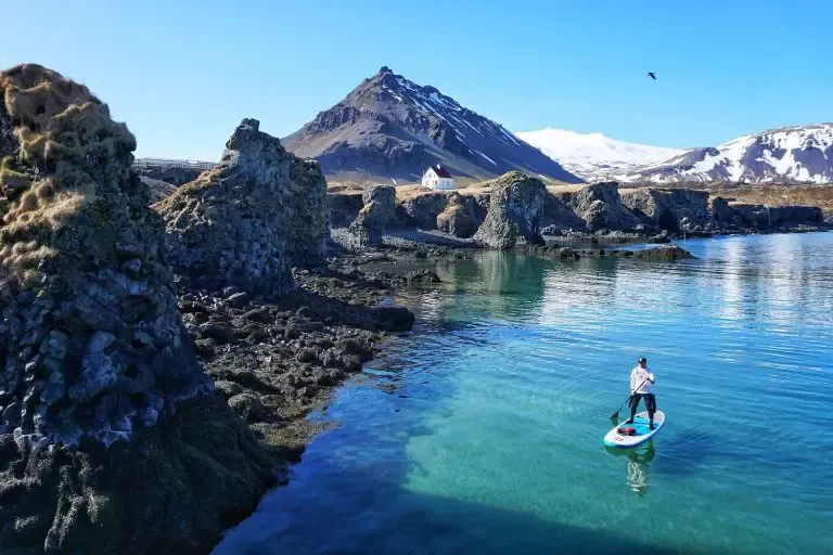 Paddleboarding and outdoor adventure activities in Iceland