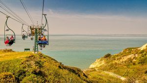 Chairlift over the Needles in The Isle of Wight